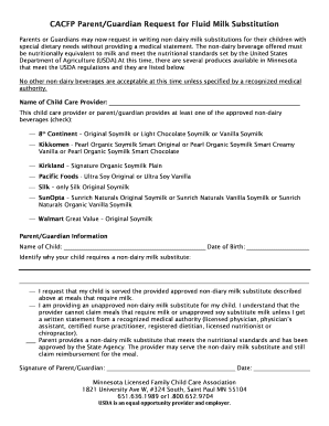 CACFP Milk Substitution Request