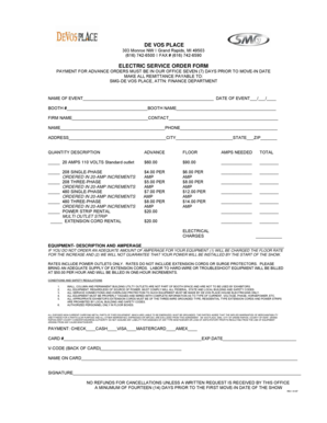 De Vos Place Electric Service Order Form