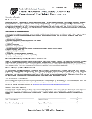 2012-13 School Year Concussion Information Form