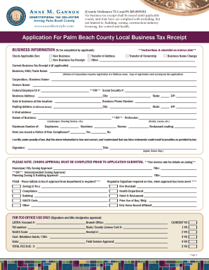 Palm Beach County Local Business Tax Receipt Application