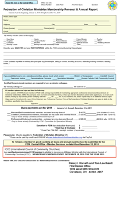 Federation of Christian Ministries Membership Renewal Form