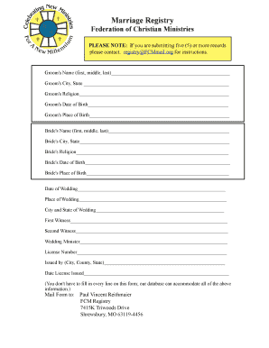 Marriage Registry Form