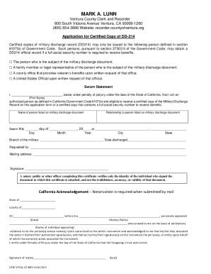 Application for Certified Copy of DD-214