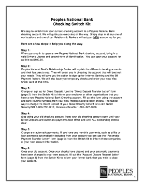 Peoples National Bank Checking Switch Kit