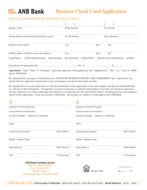 ANB Bank Business Check Card Application