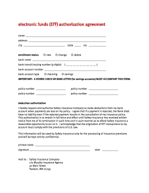 Electronic Funds Transfer Authorization Agreement