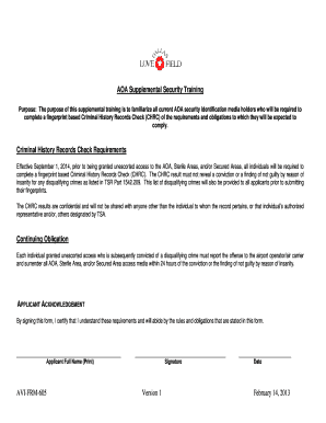 AOA Supplemental Security Training Form