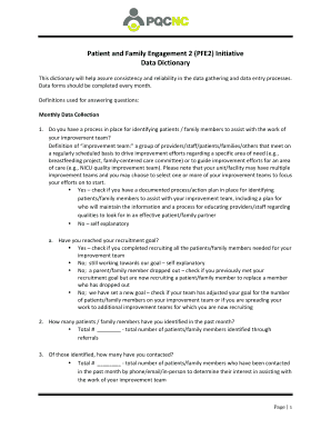Patient and Family Engagement Data Collection Form