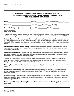 Louisiana Professional Administrative Evaluation Form