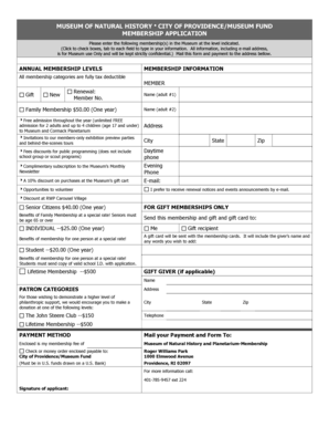 Museum of Natural History Membership Application