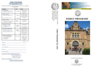 Museum Family Programs Pre-Registration Form