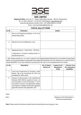 BSE Limited Postal Ballot Form