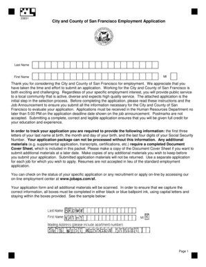 City and County of San Francisco Employment Application