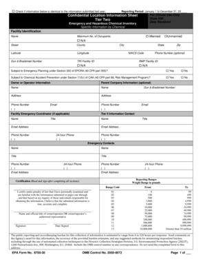 EPA Form 8700-30 Tier Two State Chemical Inventory