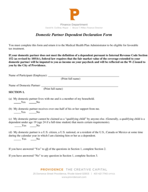 Domestic Partner Dependent Declaration Form