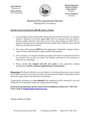 Rhode Island Property Tax Abatement Appeal Form
