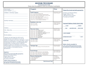 Museum Program Pre-Registration Form