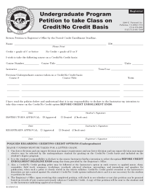 Petition to take Class on Credit/No Credit Basis