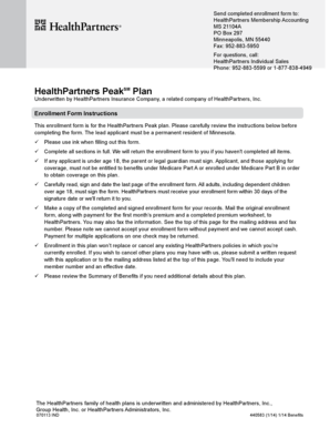 HealthPartners Peak Plan Enrollment Form