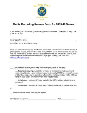 Media Release Form - Queen City Figure Skating Club