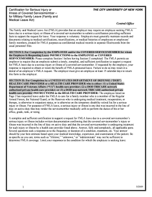 FMLA Certification for Serious Injury or Illness of Covered Servicemember