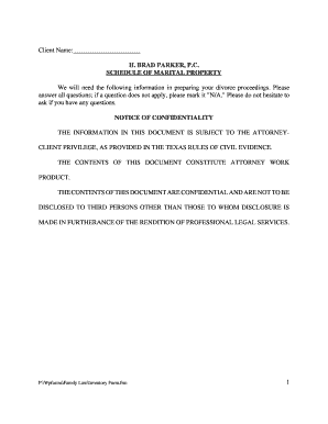 Texas Marital Property Schedule