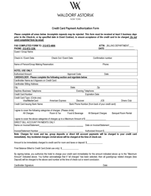 Credit Card Payment Authorization Form