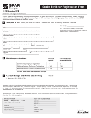 Onsite Exhibitor Registration Form