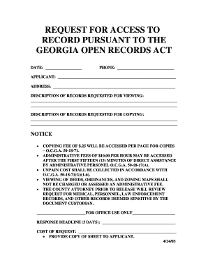 Georgia Open Records Act Request Form