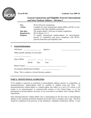 NCAA International Student-Athlete Eligibility Form