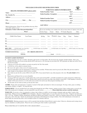 WIGGLER GYM REGISTRATION FORM