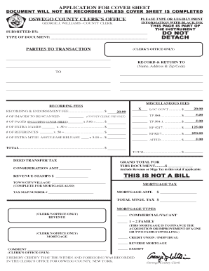 Oswego County Document Cover Sheet