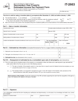 New York Nonresident Real Property Estimated Income Tax Form