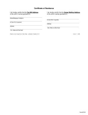 Certificate of Residence