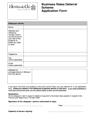 Business Rates Deferral Application Form
