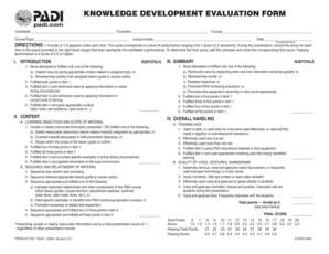 PADI Knowledge Development Evaluation Form