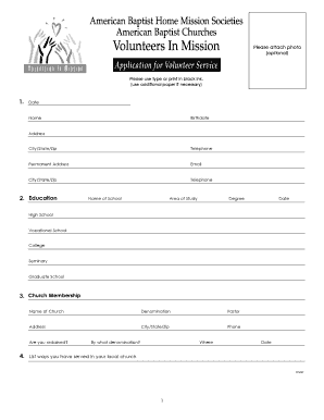 Application for Volunteer Service