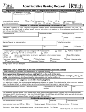 Administrative Hearing Request Form