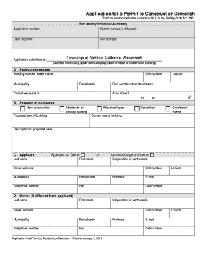 Application for a Permit to Construct or Demolish