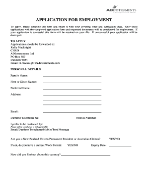 Employment Application Form