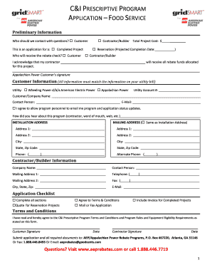 C&I Prescriptive Program Application – Food Service