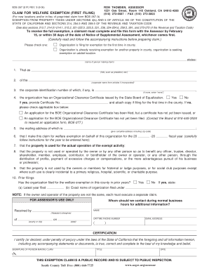 California Welfare Exemption Claim Form