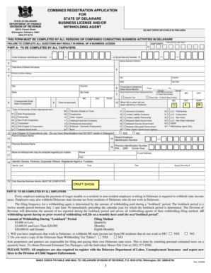 Delaware Business License and Withholding Agent Registration