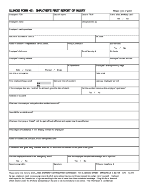 Illinois Employer's First Report of Injury