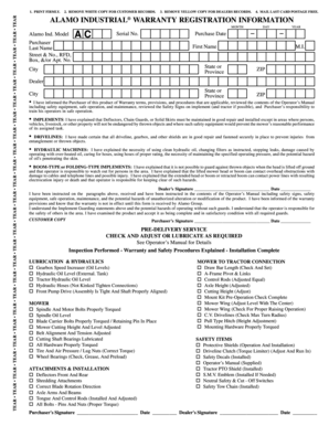 Alamo Industrial Warranty Registration Form
