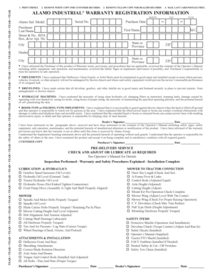 Alamo Industrial Warranty Registration Form