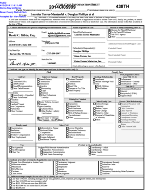 Texas Civil Case Information Sheet
