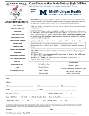 Jingle Bell 5K RunWalk Kids Reindeer Trot Saturday, December 14, 2013 1000 am - ci alma mi