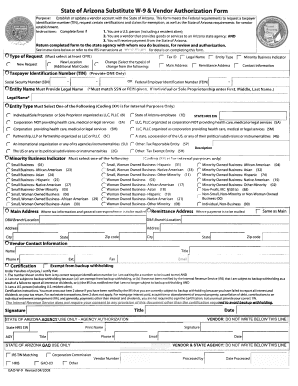 Arizona Substitute W-9 Vendor Authorization Form