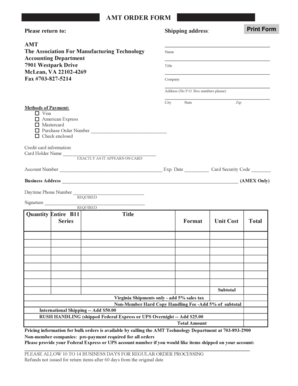 AMT Order Form